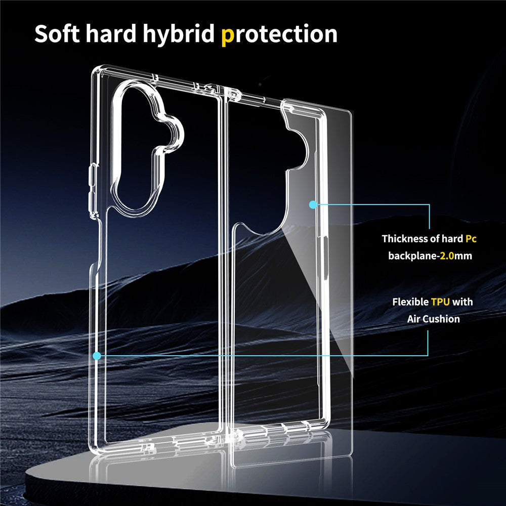 For Samsung Galaxy Z Fold7 5G Case Anti-Scratch TPU + Acrylic Clear Back Phone Cover - Black