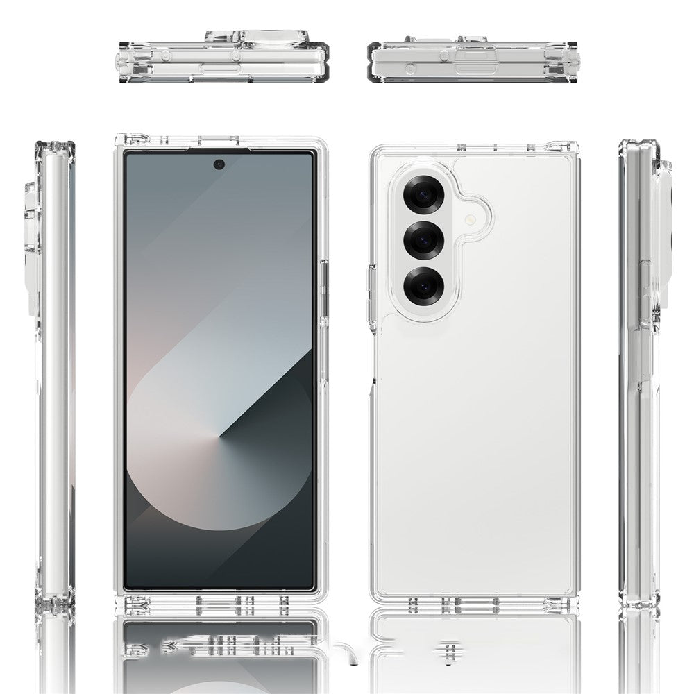 For Samsung Galaxy Z Fold7 5G Case Anti-Scratch TPU + Acrylic Clear Back Phone Cover - Black