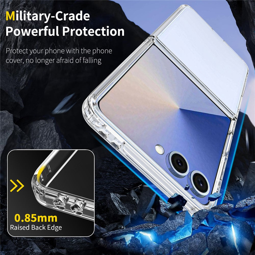 For Samsung Galaxy Z Flip7 5G Case Anti-Scratch TPU + Acrylic Clear Back Phone Cover - Black