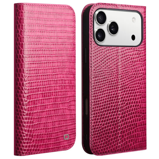 QIALINO For iPhone 17 Pro Max Wallet Case Crocodile Texture Genuine Cow Leather Anti-Drop Phone Cover