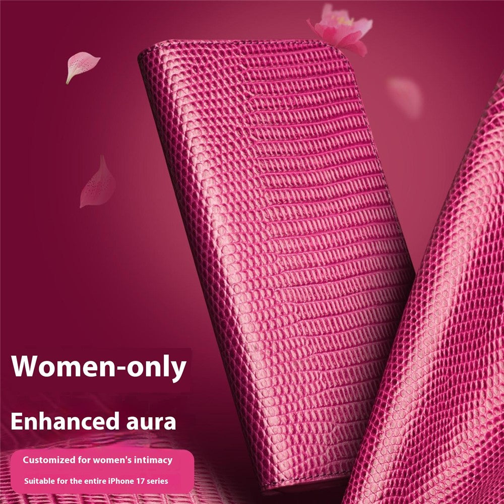 QIALINO For iPhone 17 Pro Max Wallet Case Crocodile Texture Genuine Cow Leather Anti-Drop Phone Cover