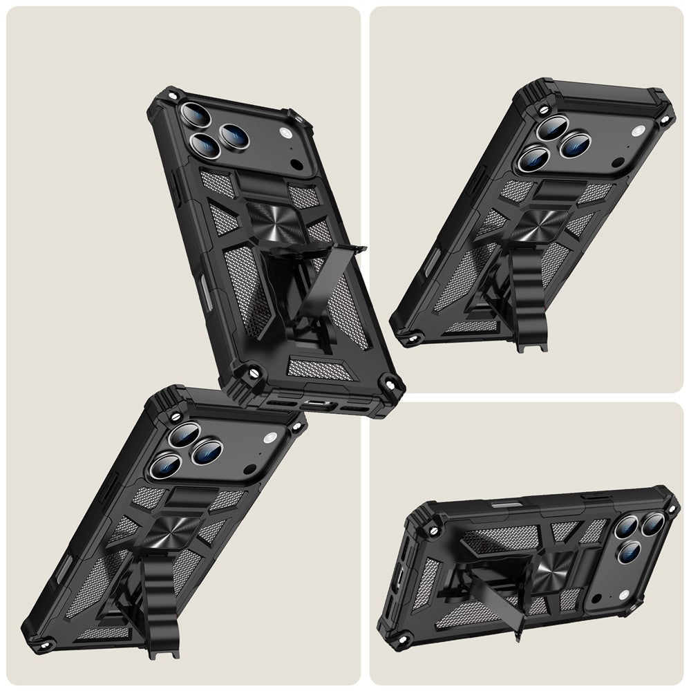 For iPhone 17 Pro Max Phone Case Kickstand Drop Protection PC + TPU Back Cover - Blue