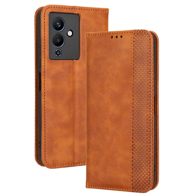For Infinix Note 12 5G X671 / Note 12 Pro 5G X671B Retro Wallet Case PU Leather Imprinted Pattern Stand Cover - Brown