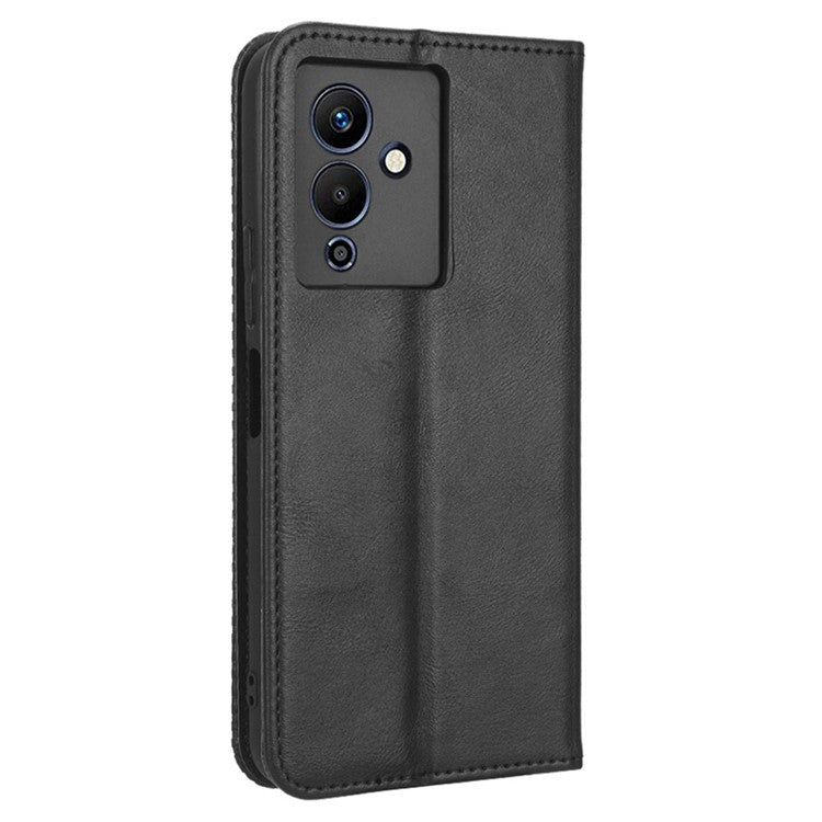 For Infinix Note 12 5G X671 / Note 12 Pro 5G X671B Retro Wallet Case PU Leather Imprinted Pattern Stand Cover - Black