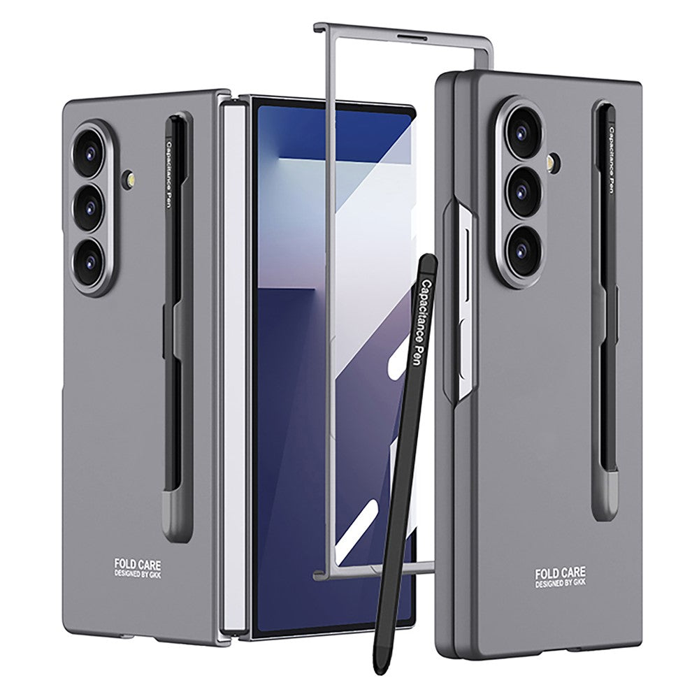 GKK For Samsung Galaxy Z Fold7 5G Case with Stylus PC + Tempered Glass Slim Phone Back Cover - Grey