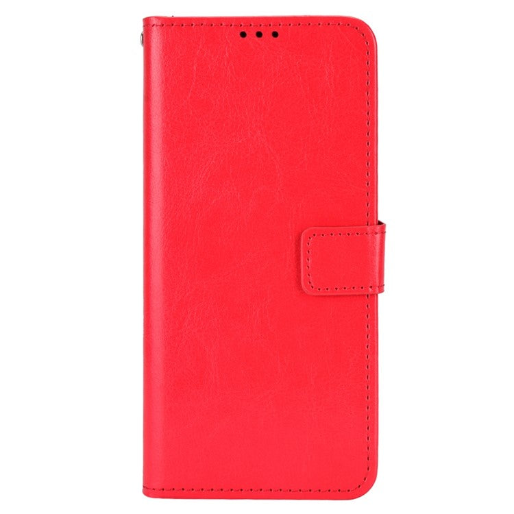 For Infinix Note 12 5G X671 / Note 12 Pro 5G X671B Flip Wallet Case Crazy Horse Texture PU Leather Stand Cover with Strap - Red