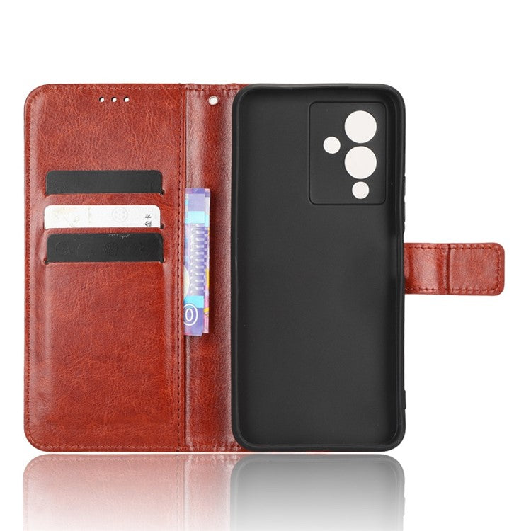 For Infinix Note 12 5G X671 / Note 12 Pro 5G X671B Flip Wallet Case Crazy Horse Texture PU Leather Stand Cover with Strap - Brown