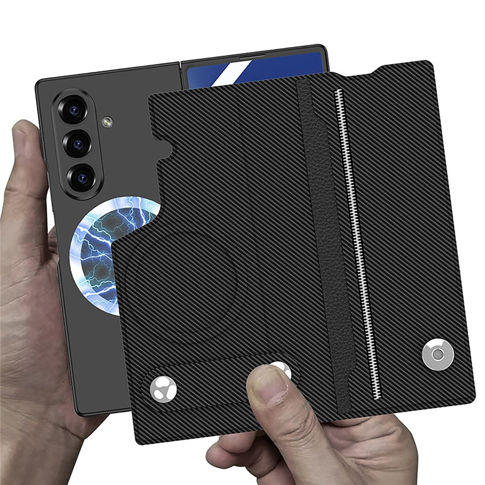 GKK For Samsung Galaxy Z Fold7 5G Magnetic Case with Card Slot Detachable PC PU Leather Flip Phone Cover - Midnight Blue