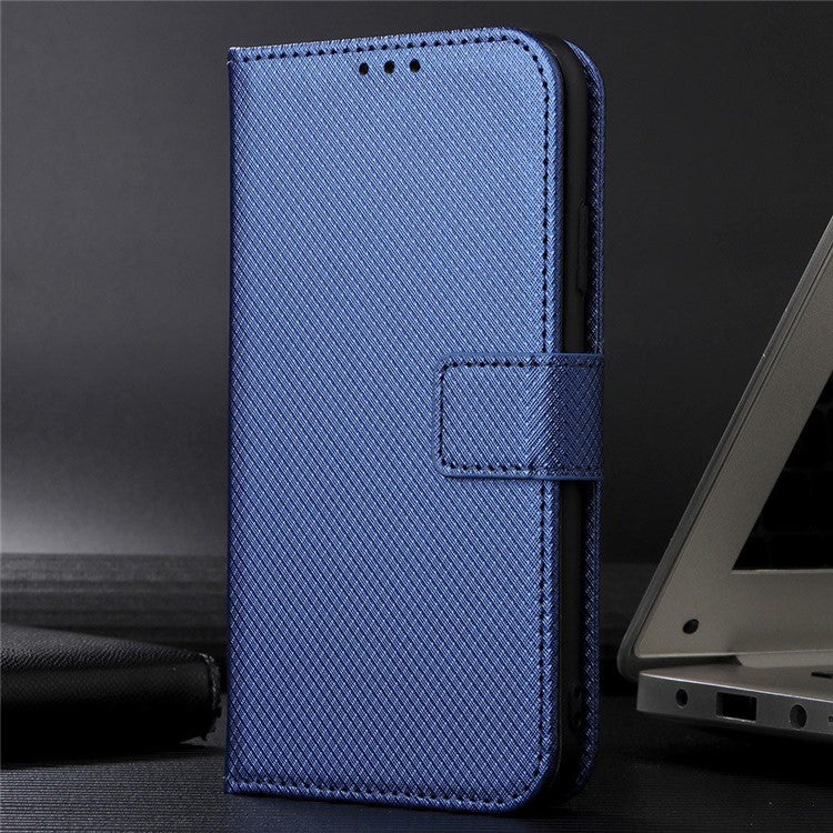 For Infinix Note 12 5G / Note 12 Pro 5G / X671 / X671B Diamond Texture Case Stand Wallet Shockproof Phone Cover with Strap - Blue