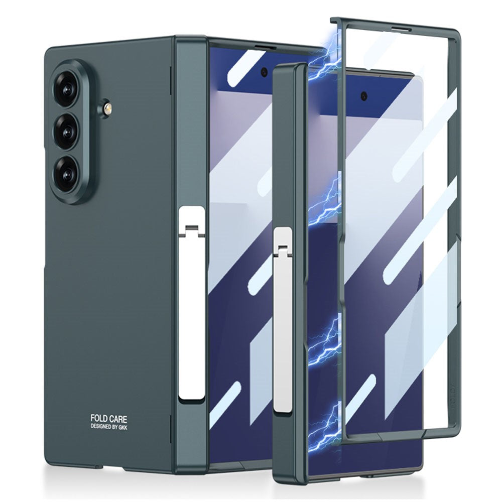 GKK For Samsung Galaxy Z Fold7 5G Case with Kickstand PC + Tempered Glass Phone Cover - Green