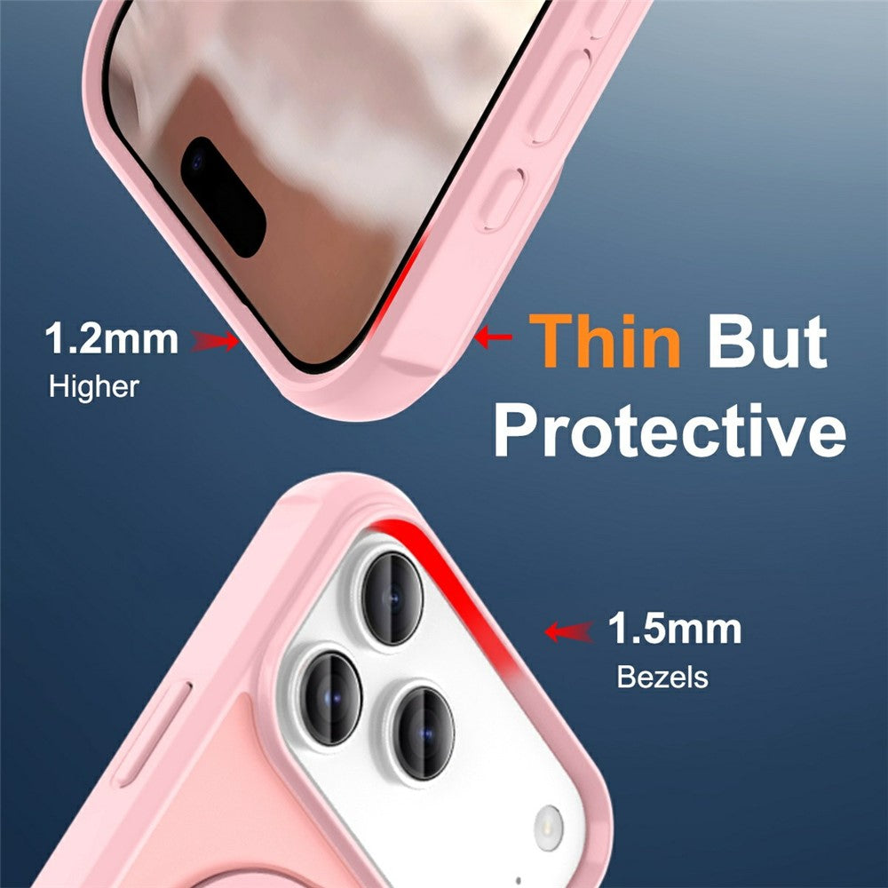 For iPhone 17 Pro Max Case Compatible with MagSafe Ring Holder Kickstand TPU + PC Phone Cover - Pink