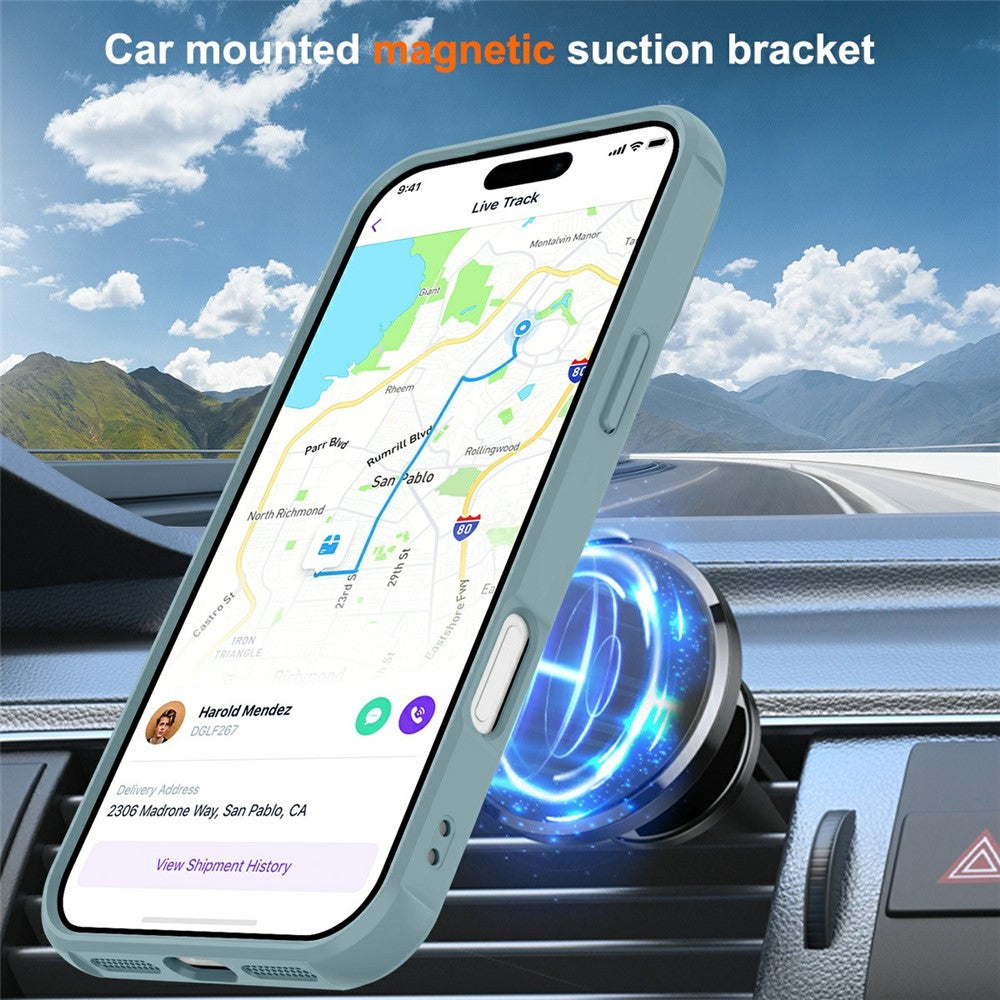 For iPhone 17 Pro Max Case Compatible with MagSafe Ring Holder Kickstand TPU + PC Phone Cover - Lake Blue