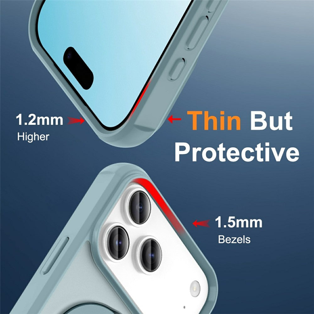 For iPhone 17 Pro Max Case Compatible with MagSafe Ring Holder Kickstand TPU + PC Phone Cover - Lake Blue