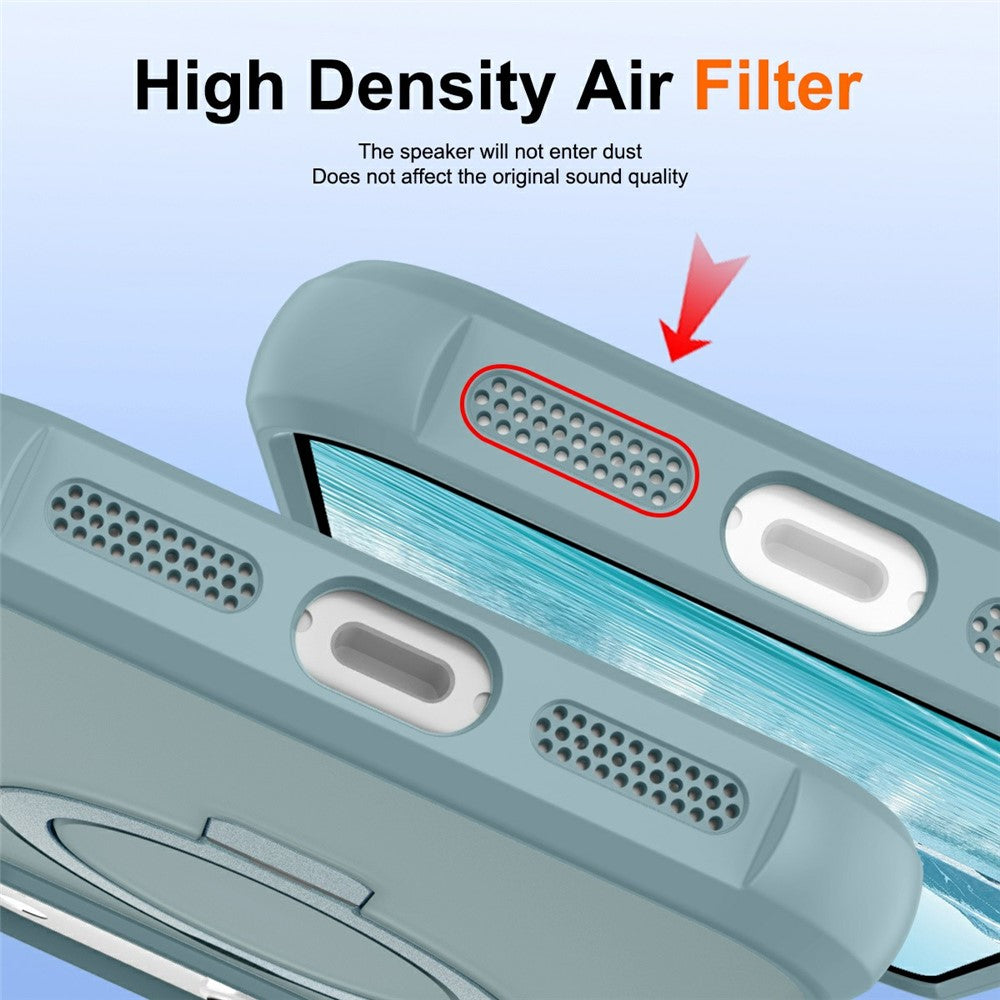 For iPhone 17 Pro Max Case Compatible with MagSafe Ring Holder Kickstand TPU + PC Phone Cover - Lake Blue