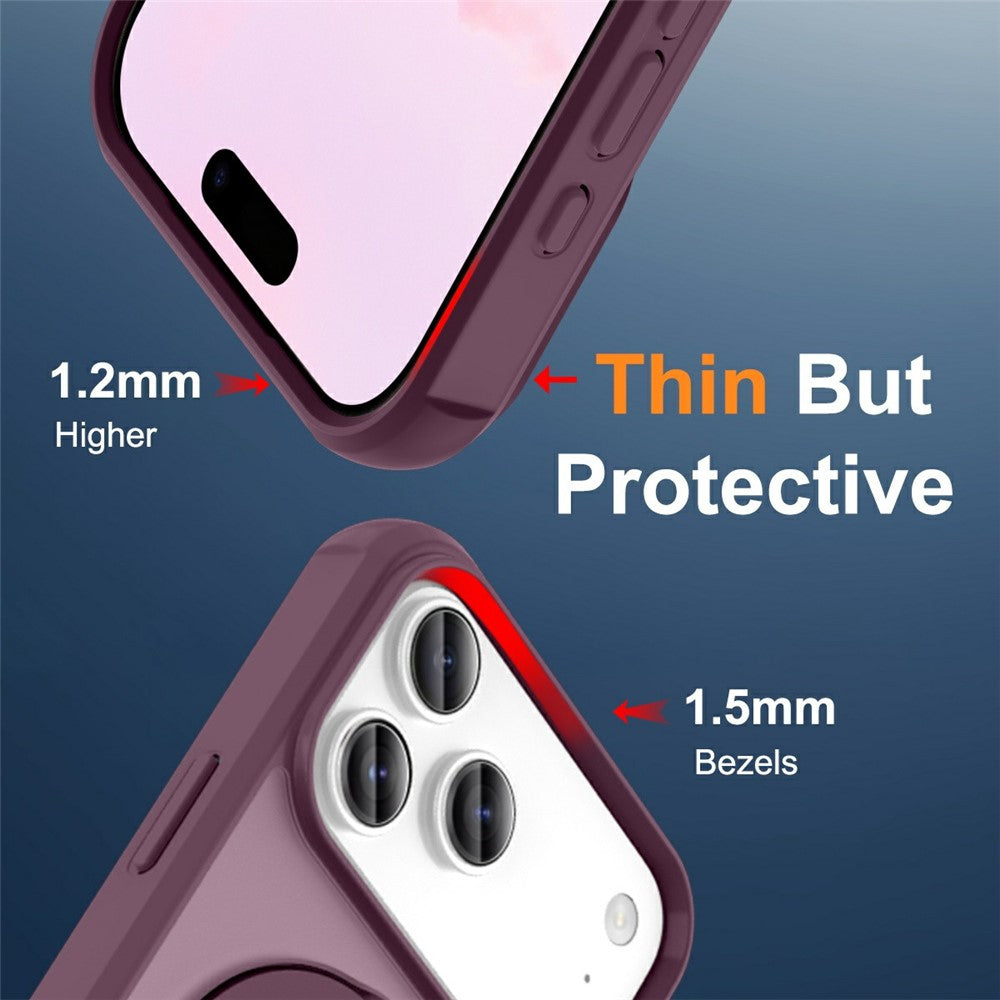 For iPhone 17 Pro Max Case Compatible with MagSafe Ring Holder Kickstand TPU + PC Phone Cover - Wine Red