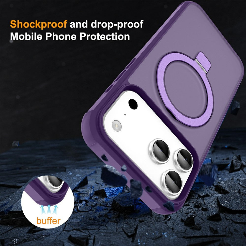 For iPhone 17 Pro Max Case Compatible with MagSafe Ring Holder Kickstand TPU + PC Phone Cover - Purple