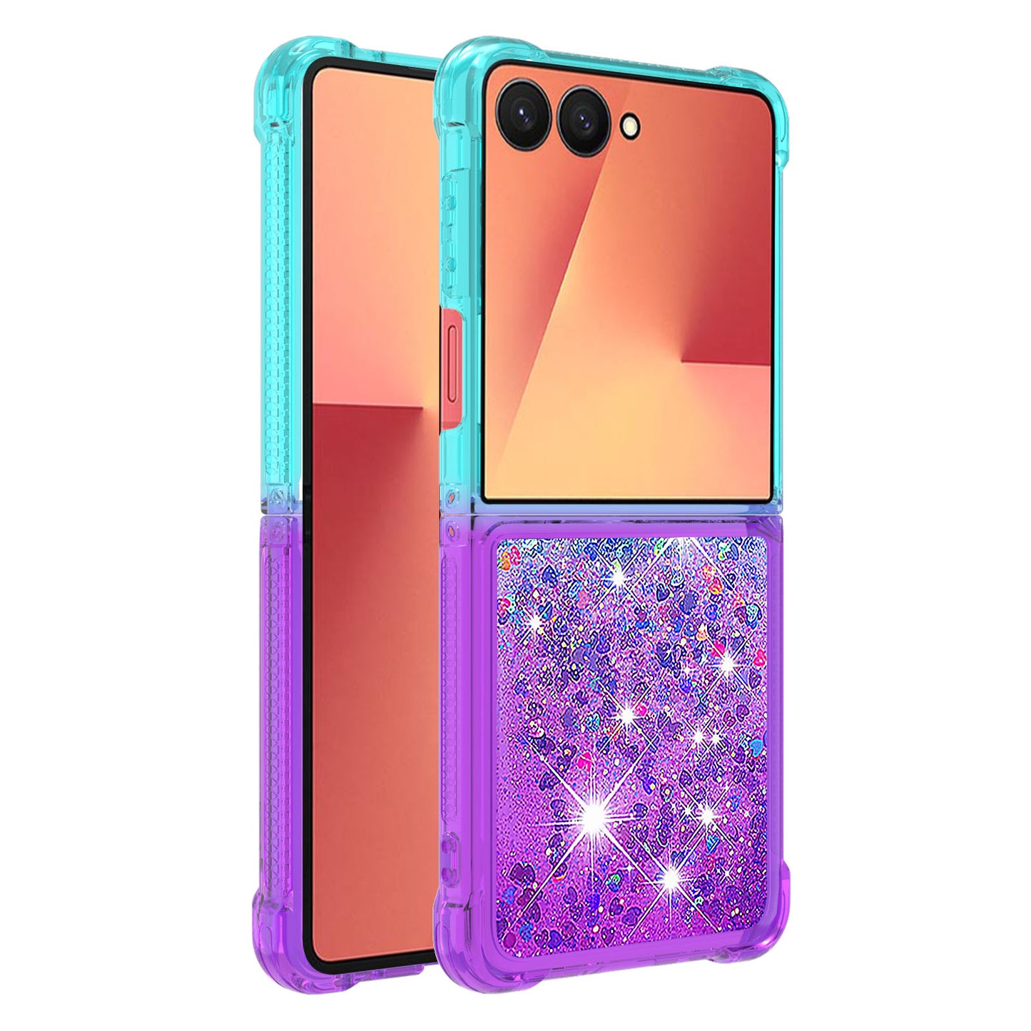 For Samsung Galaxy Z Flip7 5G TPU Case Gradient Quicksand Phone Back Cover - Sky Blue+Purple