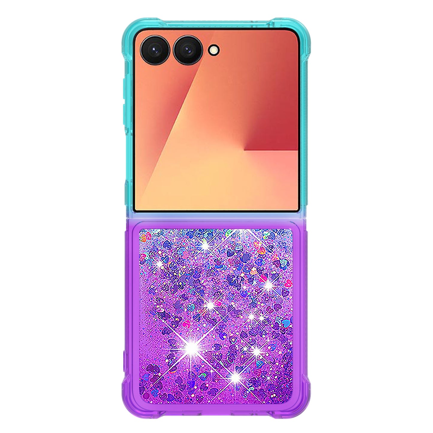For Samsung Galaxy Z Flip7 5G TPU Case Gradient Quicksand Phone Back Cover - Sky Blue+Purple