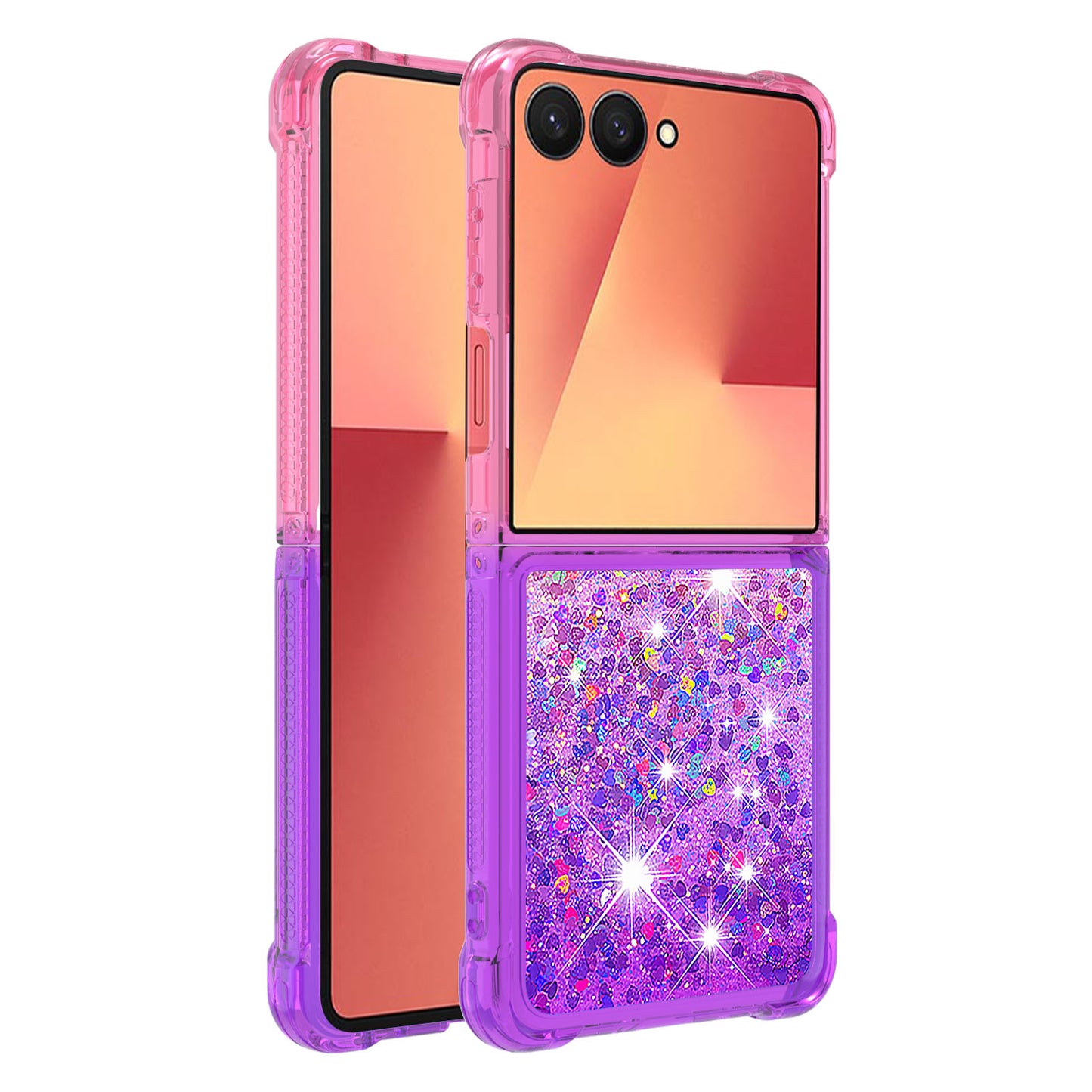 For Samsung Galaxy Z Flip7 5G TPU Case Gradient Quicksand Phone Back Cover - Pink+Purple