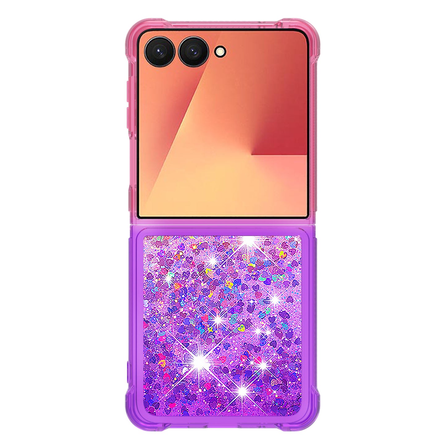 For Samsung Galaxy Z Flip7 5G TPU Case Gradient Quicksand Phone Back Cover - Pink+Purple