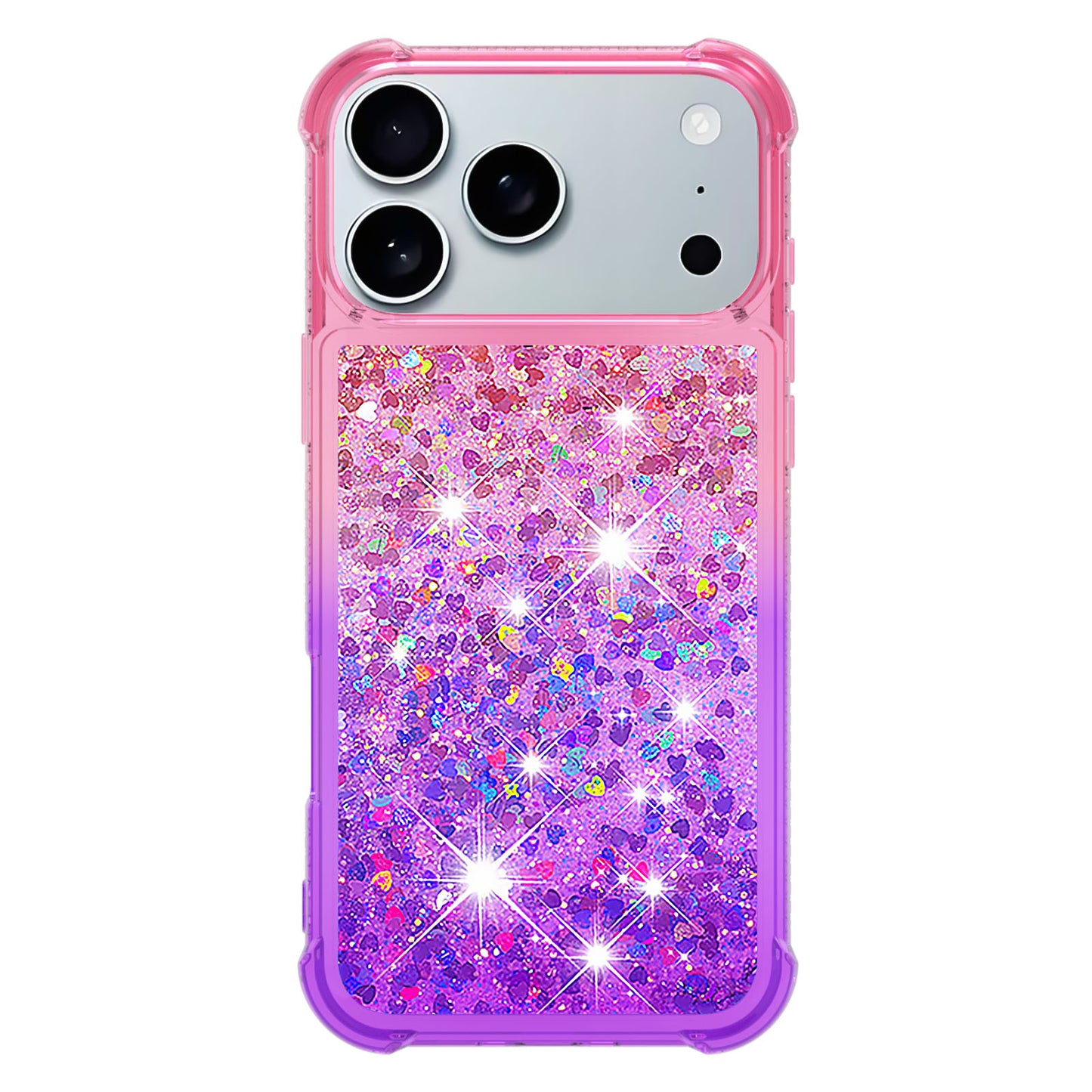 For iPhone 17 Pro Max TPU Case Gradient Quicksand Phone Back Cover - Pink+Purple