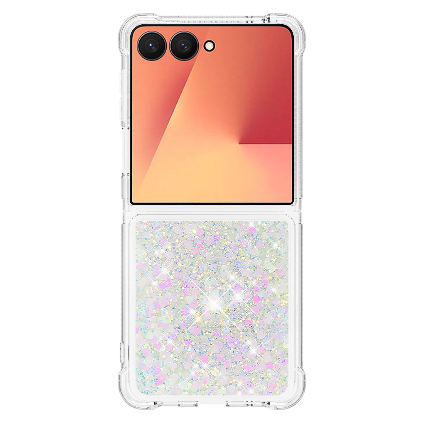 For Samsung Galaxy Z Flip7 5G TPU Case Glitter Quicksand Shockproof Phone Back Cover - Laser / Hearts