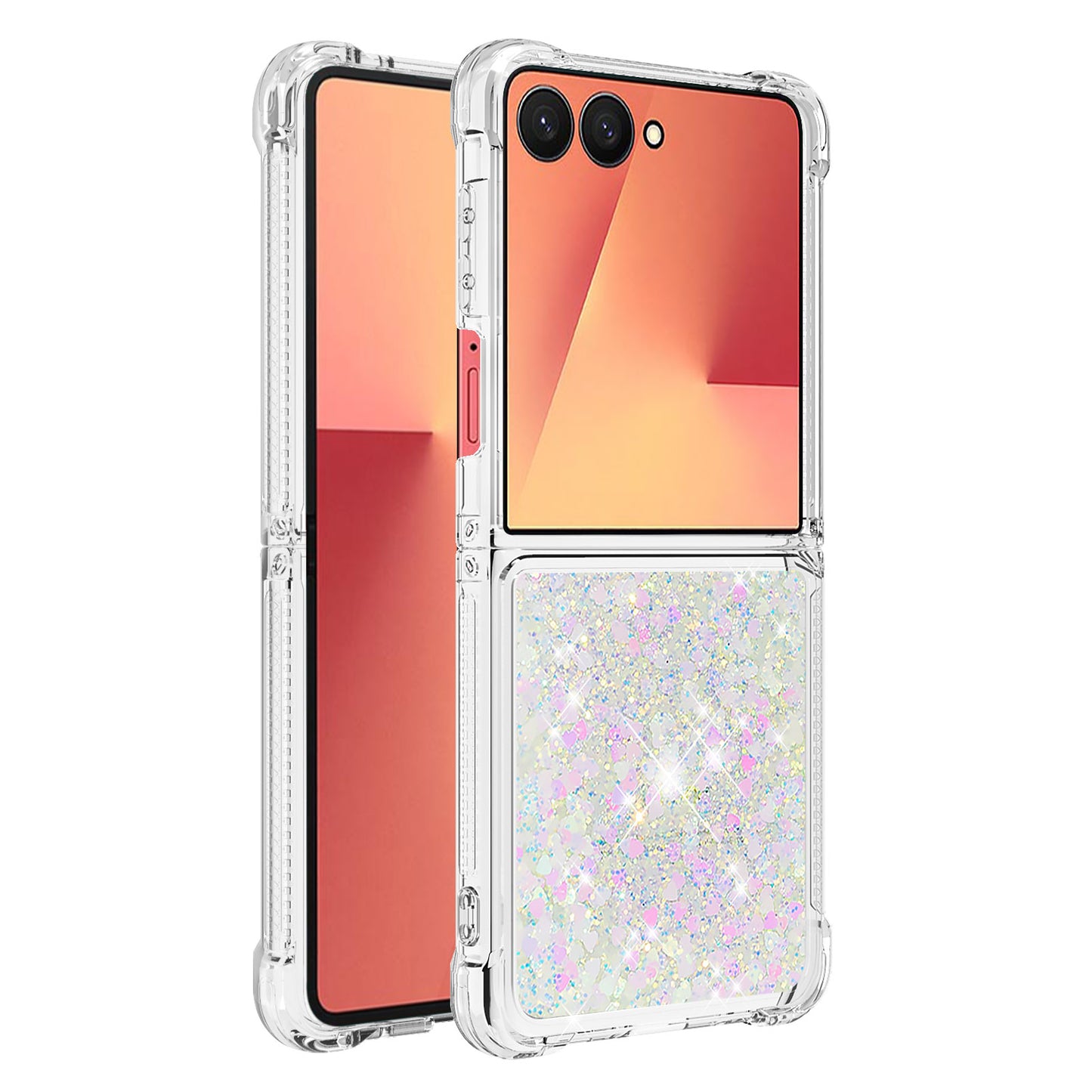 For Samsung Galaxy Z Flip7 5G TPU Case Glitter Quicksand Shockproof Phone Back Cover - Laser / Hearts