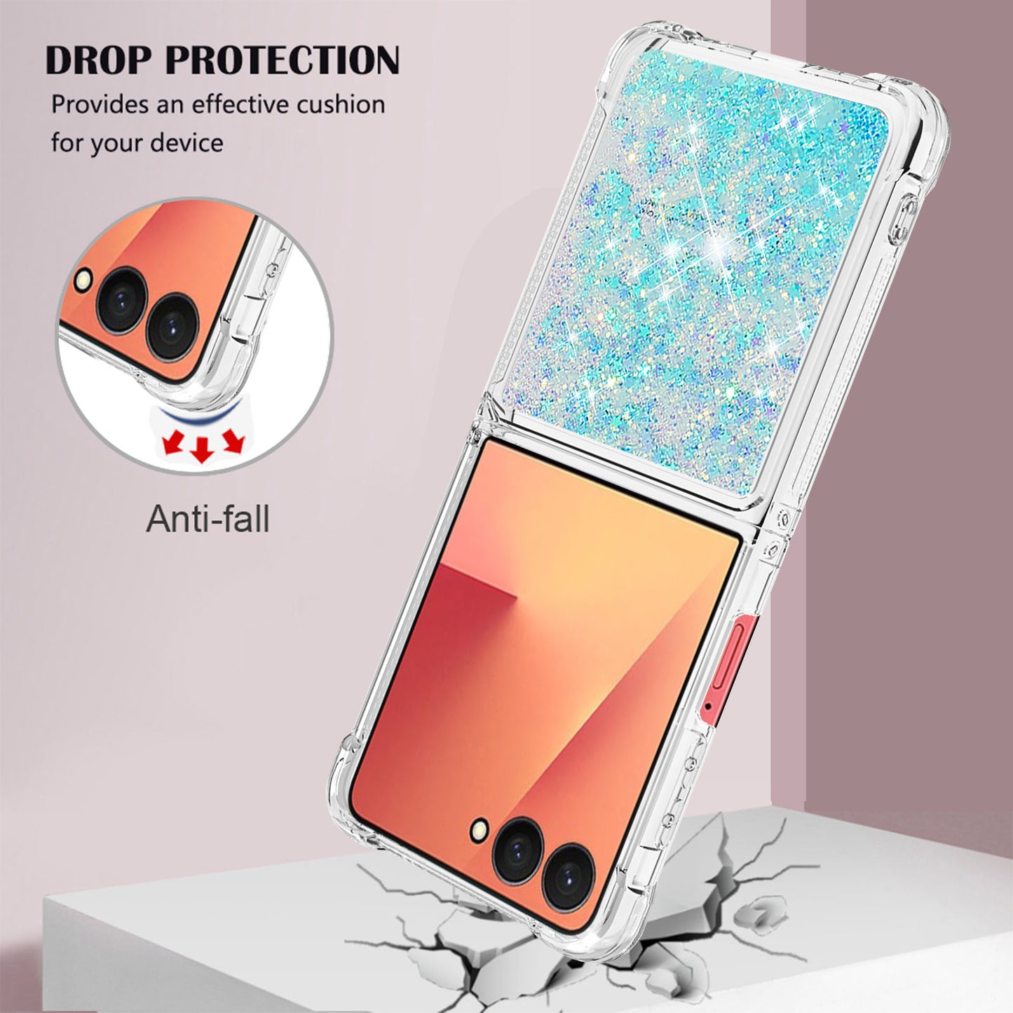 For Samsung Galaxy Z Flip7 5G TPU Case Glitter Quicksand Shockproof Phone Back Cover - Blue / Pentagram