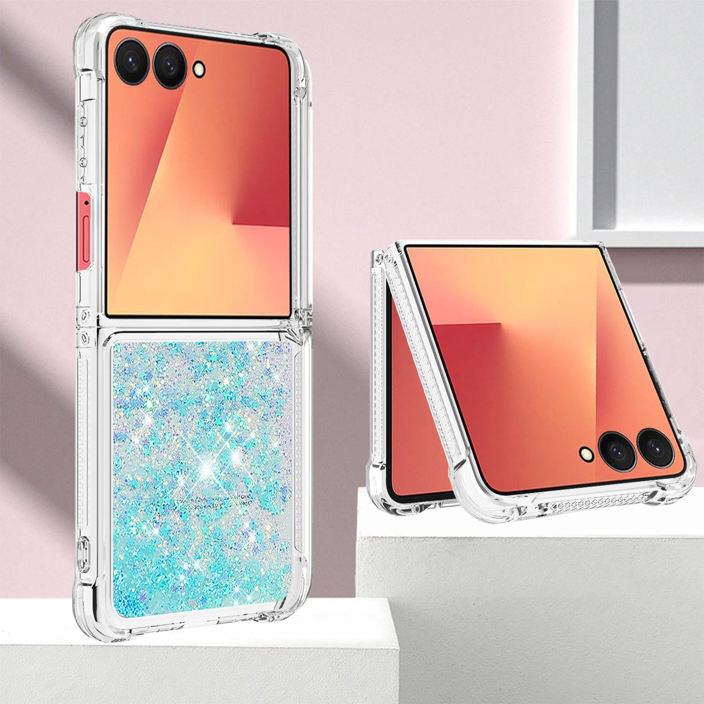 For Samsung Galaxy Z Flip7 5G TPU Case Glitter Quicksand Shockproof Phone Back Cover - Blue / Pentagram