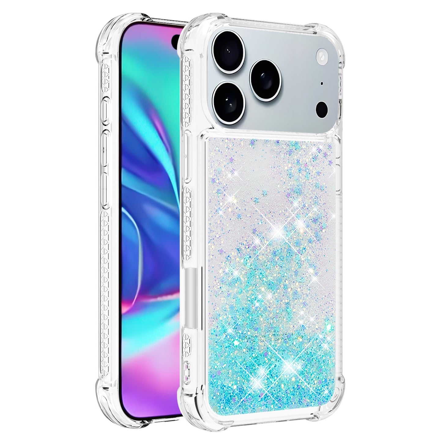 For iPhone 17 Pro Max TPU Case Glitter Quicksand Shockproof Phone Back Cover - Blue / Pentagram