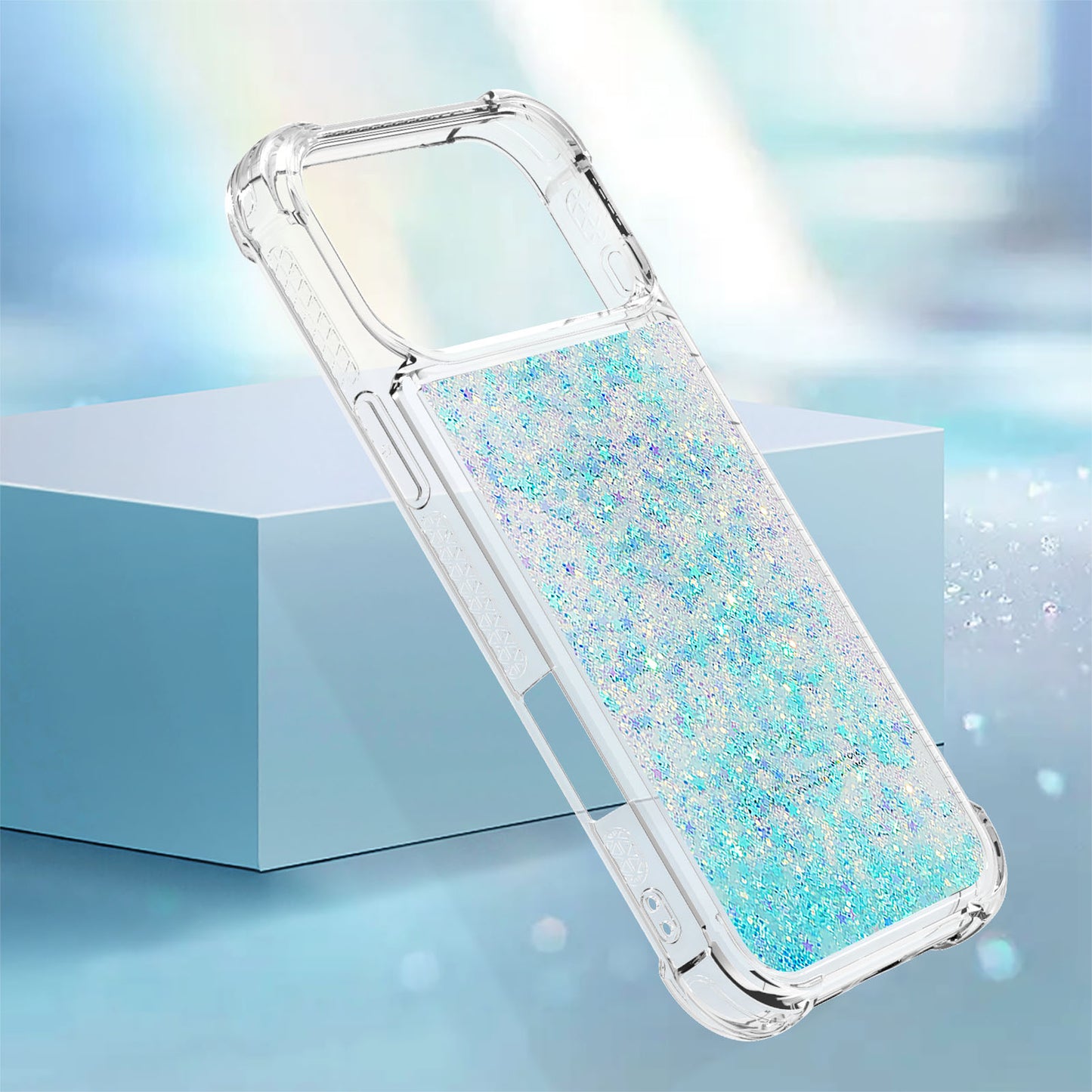 For iPhone 17 Pro Max TPU Case Glitter Quicksand Shockproof Phone Back Cover - Blue / Pentagram