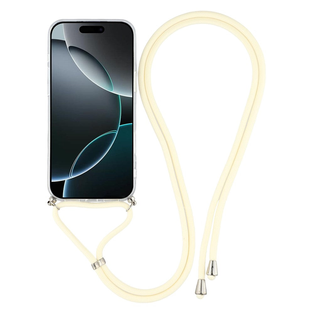 For iPhone 17 Pro Max Case Cute Bling TPU Epoxy Phone Cover with Lanyard - White