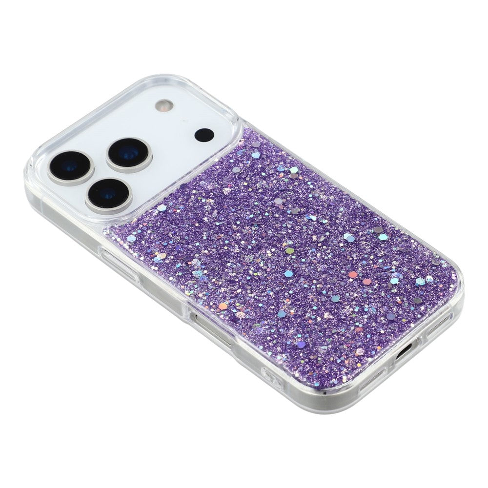 For iPhone 17 Pro Max Case Shockproof Soft TPU Phone Cover Glittery Design - Purple