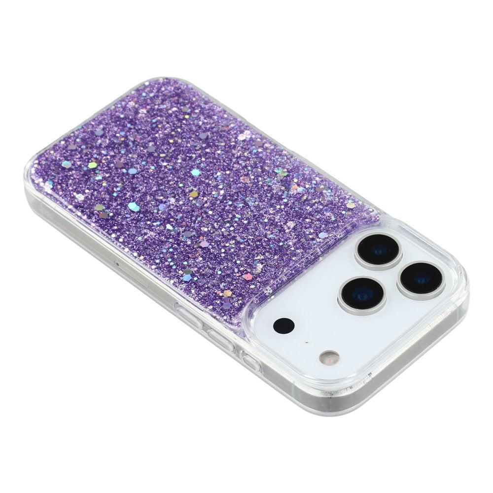 For iPhone 17 Pro Max Case Shockproof Soft TPU Phone Cover Glittery Design - Purple
