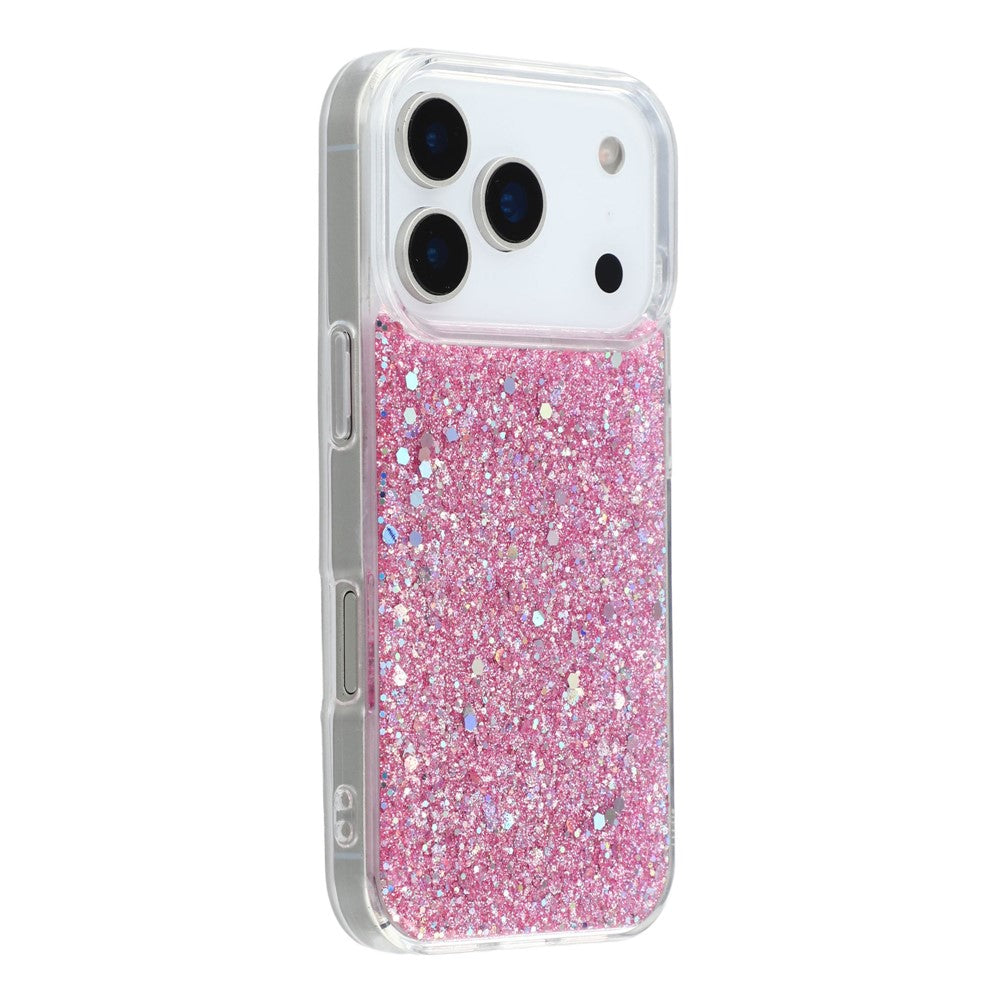 For iPhone 17 Pro Max Case Shockproof Soft TPU Phone Cover Glittery Design - Pink