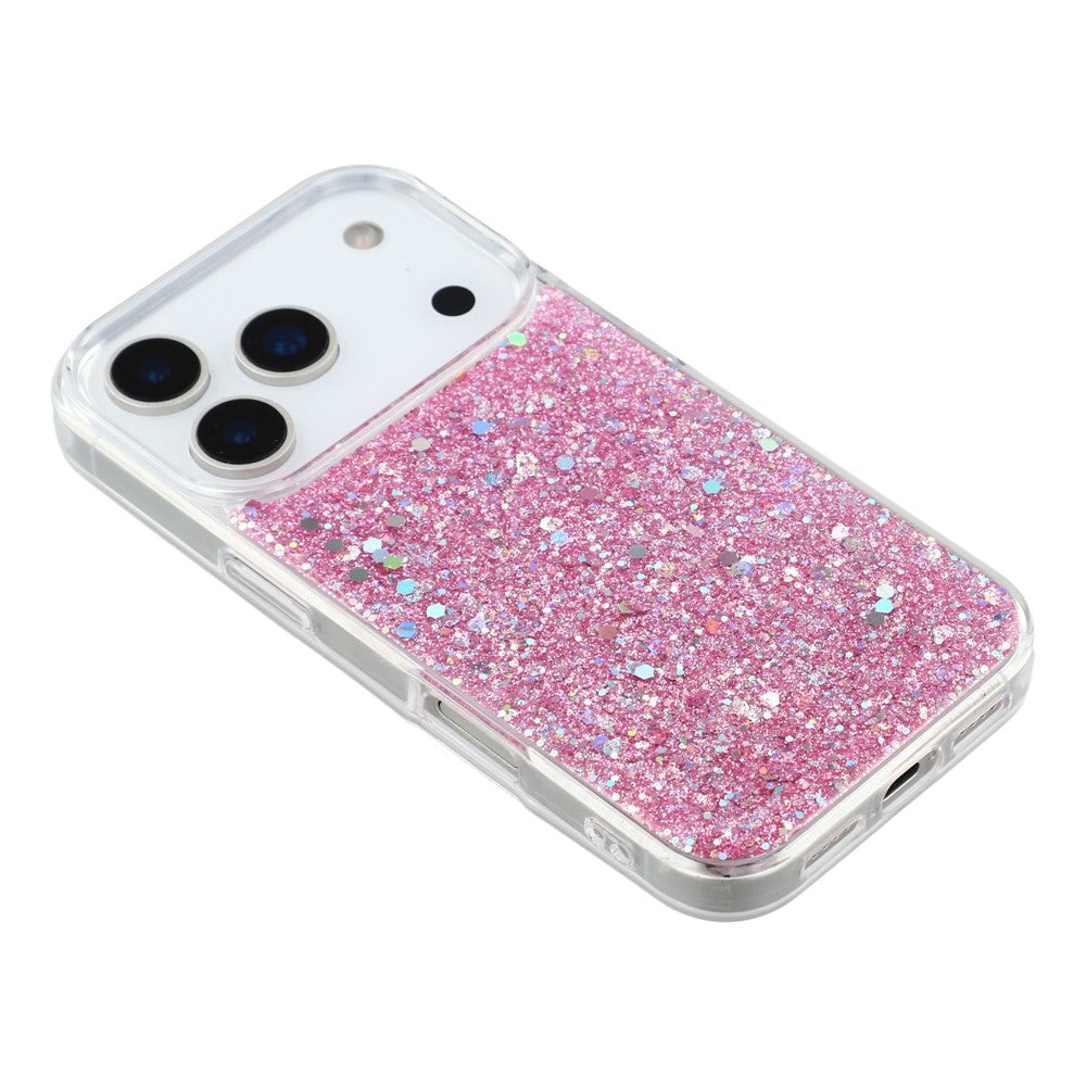 For iPhone 17 Pro Max Case Shockproof Soft TPU Phone Cover Glittery Design - Pink