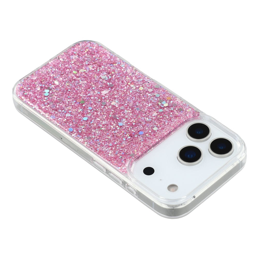 For iPhone 17 Pro Max Case Shockproof Soft TPU Phone Cover Glittery Design - Pink