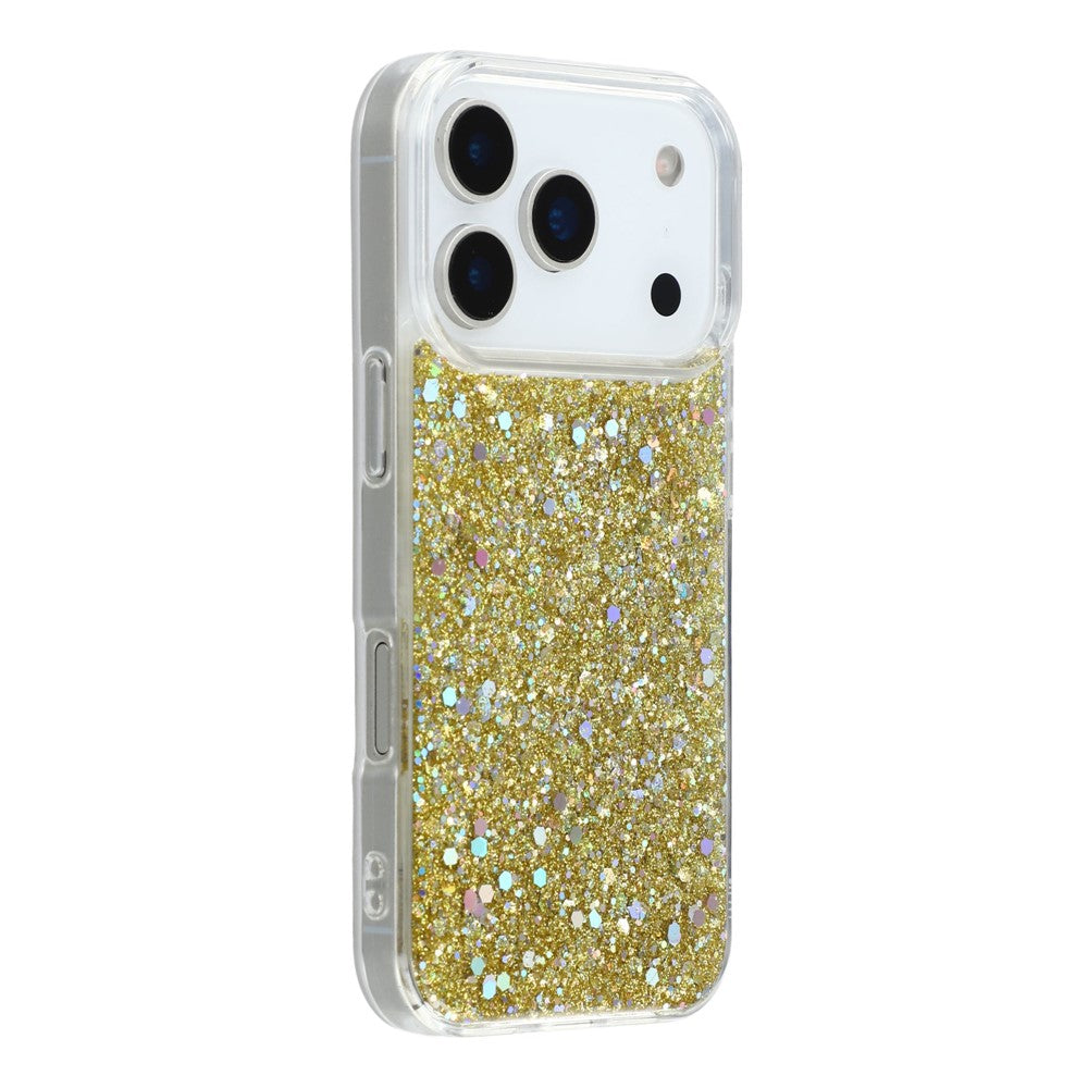 For iPhone 17 Pro Max Case Shockproof Soft TPU Phone Cover Glittery Design - Gold