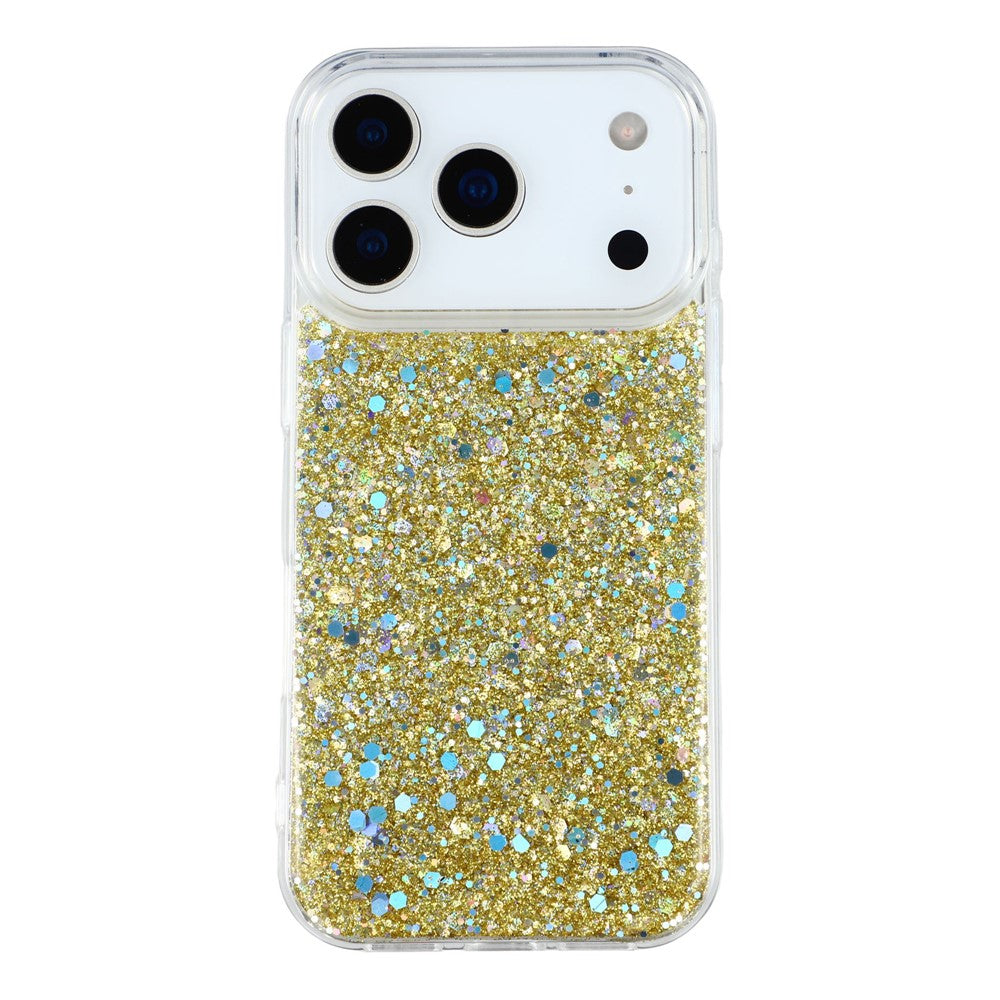 For iPhone 17 Pro Max Case Shockproof Soft TPU Phone Cover Glittery Design - Gold