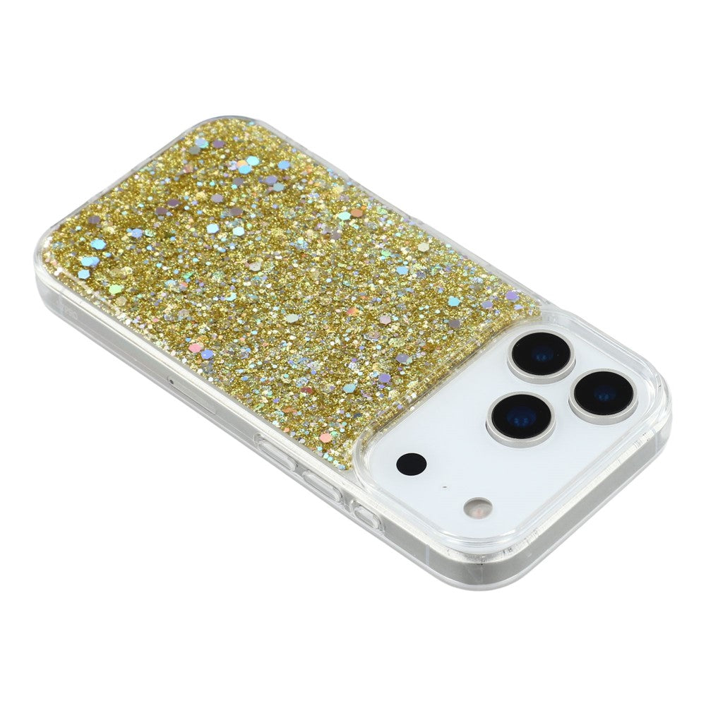 For iPhone 17 Pro Max Case Shockproof Soft TPU Phone Cover Glittery Design - Gold