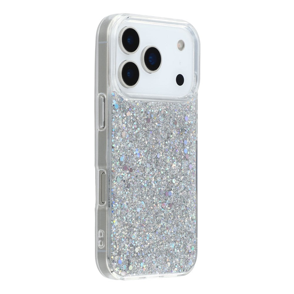 For iPhone 17 Pro Max Case Shockproof Soft TPU Phone Cover Glittery Design - Silver