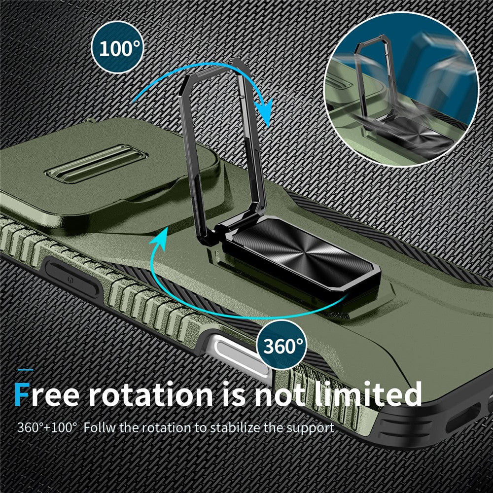 For iPhone 17 Pro Max Case Camshield Kickstand TPU + PC Anti-Slip Phone Cover - Green