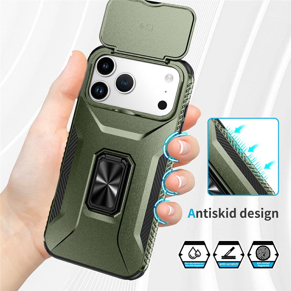 For iPhone 17 Pro Max Case Camshield Kickstand TPU + PC Anti-Slip Phone Cover - Green