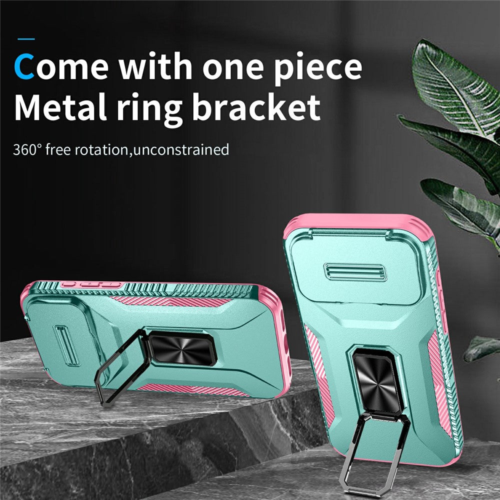 For iPhone 17 Pro Max Case Camshield Kickstand TPU + PC Anti-Slip Phone Cover - Green / Pink