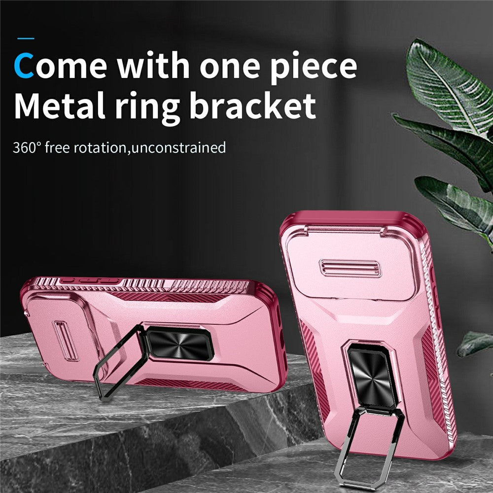 For iPhone 17 Pro Max Case Camshield Kickstand TPU + PC Anti-Slip Phone Cover - Pink / Wine Red