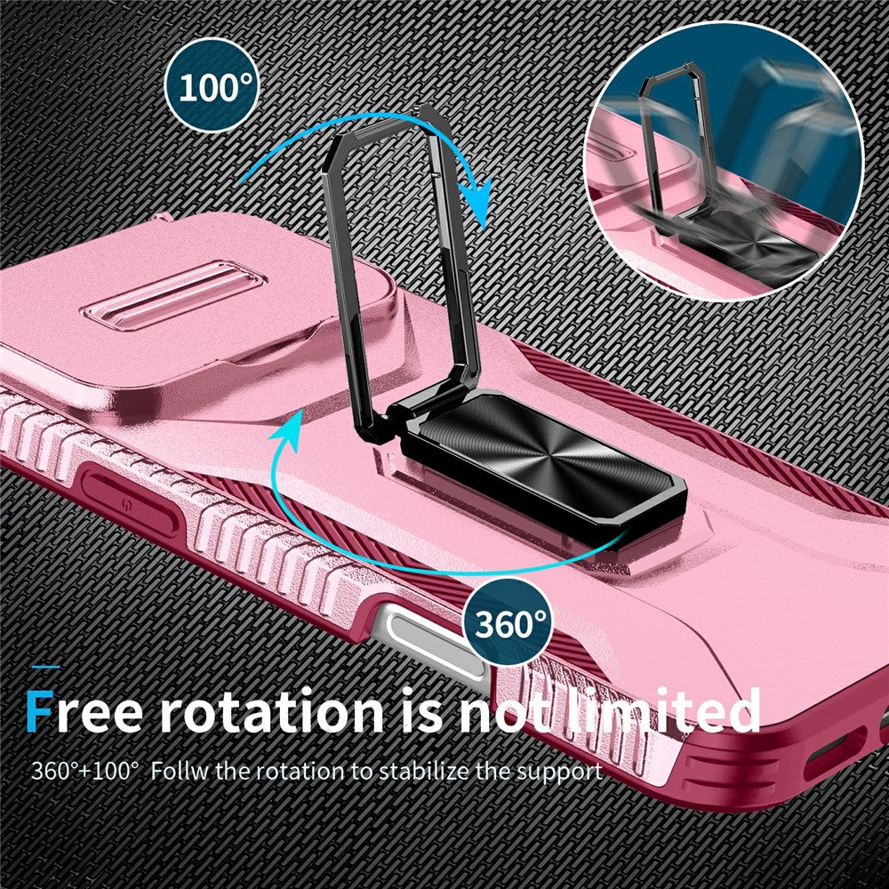 For iPhone 17 Pro Max Case Camshield Kickstand TPU + PC Anti-Slip Phone Cover - Pink / Wine Red