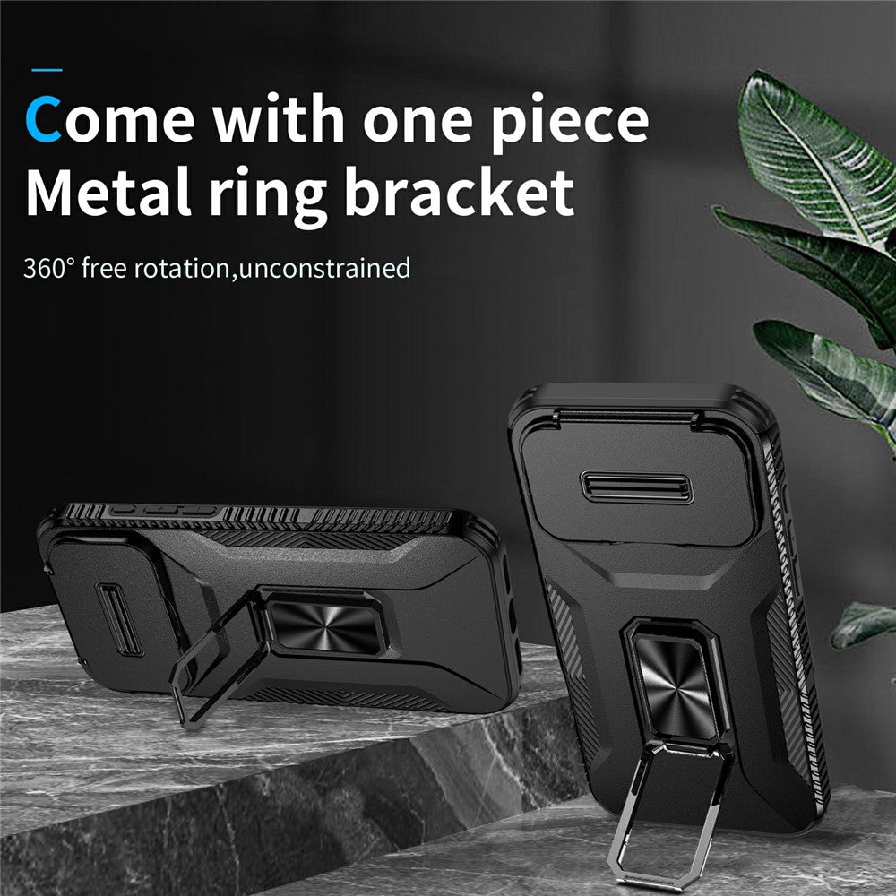 For iPhone 17 Pro Max Case Camshield Kickstand TPU + PC Anti-Slip Phone Cover - Black