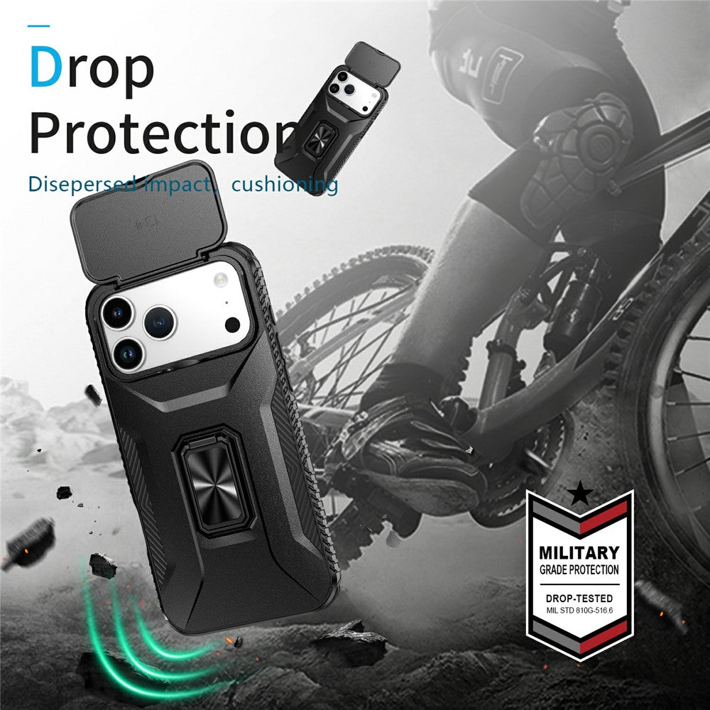 For iPhone 17 Pro Max Case Camshield Kickstand TPU + PC Anti-Slip Phone Cover - Black