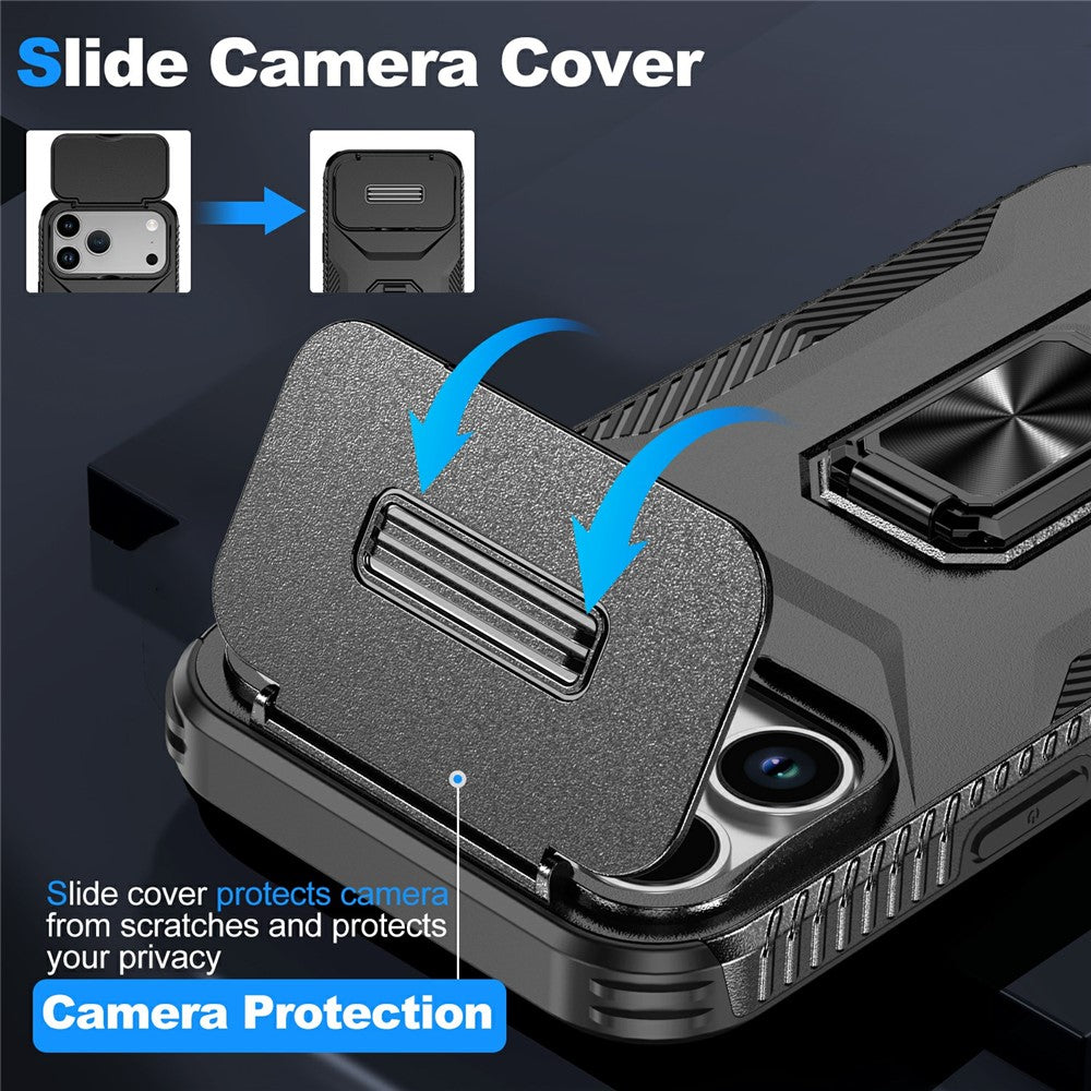 For iPhone 17 Pro Max Case Camshield Kickstand TPU + PC Anti-Slip Phone Cover - Black