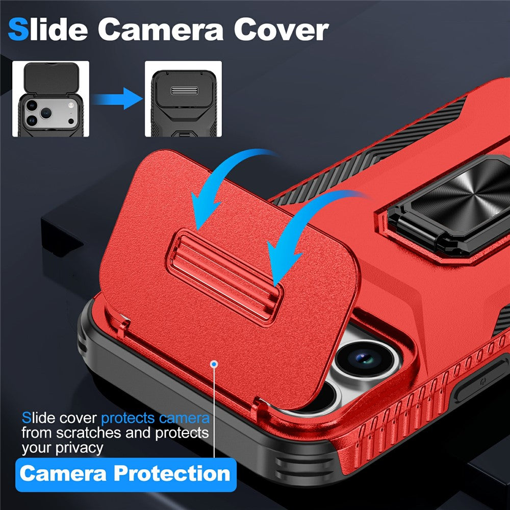 For iPhone 17 Pro Max Case Camshield Kickstand TPU + PC Anti-Slip Phone Cover - Red